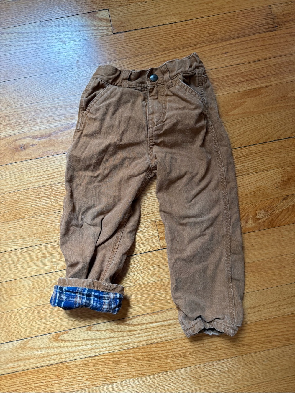 Carhartt Tan Kids Pants-Flannel Lined